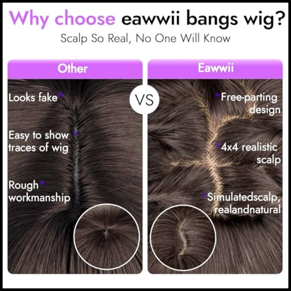 Synthetic Wig with Bangs Layered Hairstyle Heat Resistant Realistic Scalp 26